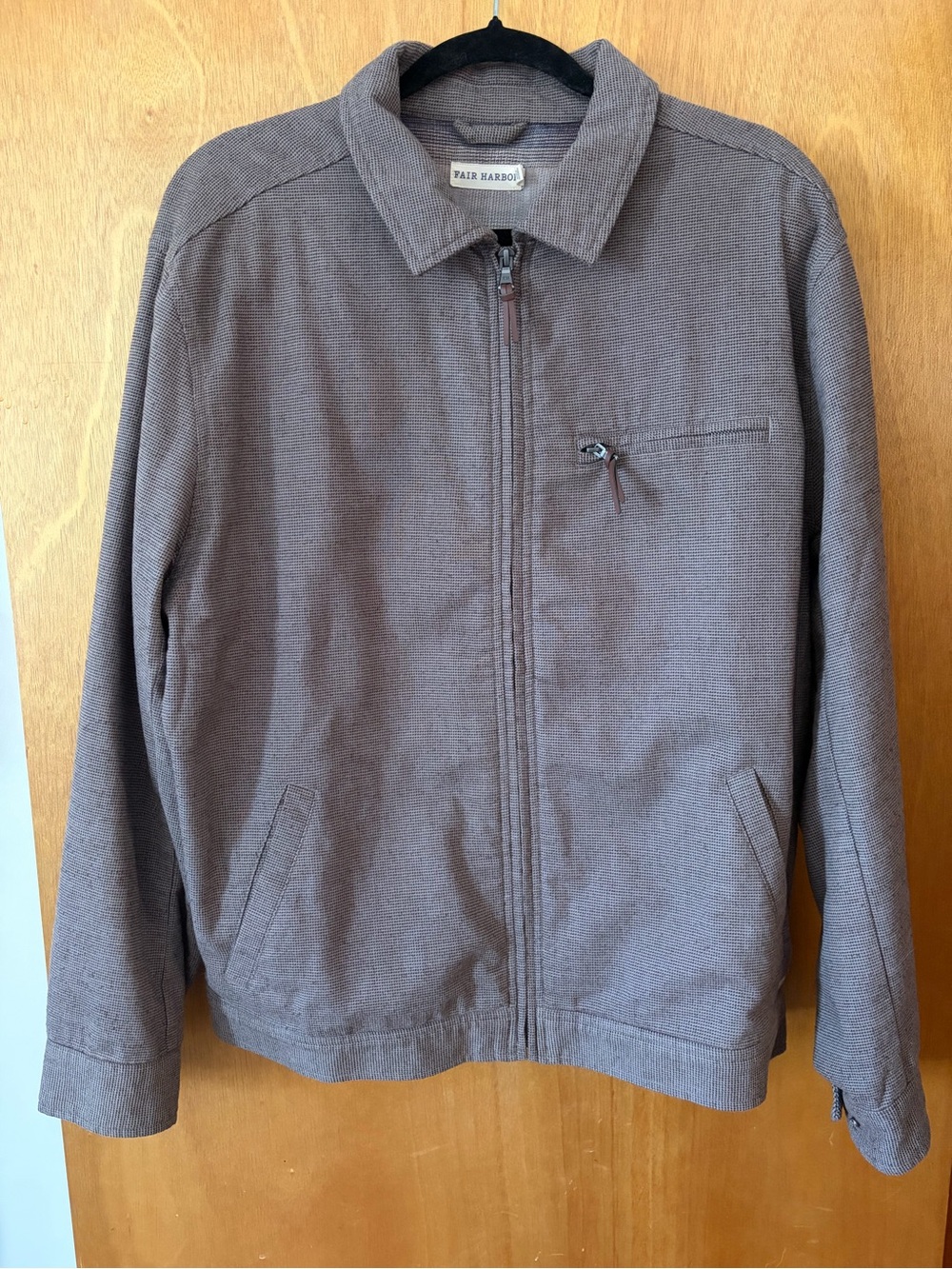 Fair Harbor Taupe Textured Zip Jacket